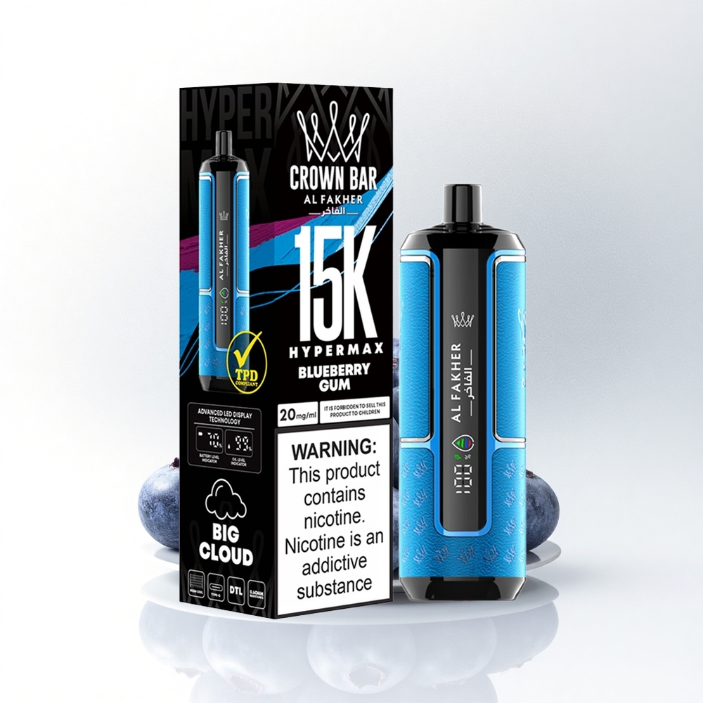 Al Fakher Crown Bar 15K Hypermax Blauwe Bessen Kauwgom 22ml Type-C 6mg