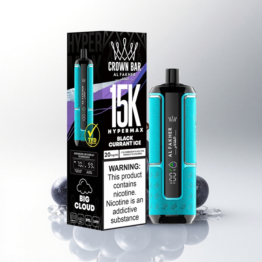 Al Fakher Crown Bar 15K Hypermax Zwarte Bes IJs 22ml Type-C 600mAh