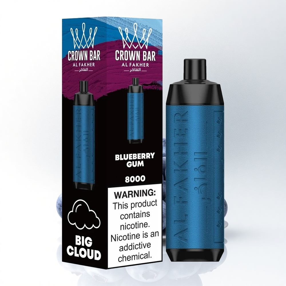 Al Fakher Crown Bar 8000 Crystal Blauwebes Kauwgom 600mah USB-C 18ml