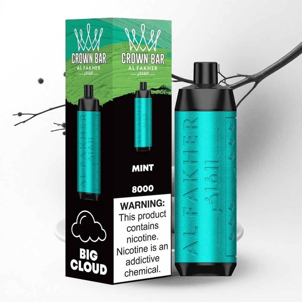Al Fakher Crown Bar 8000 Crystal Munt Kristal Wegwerp Vape met USB-C en 18ml