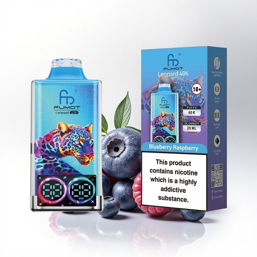 Fumot Leopard 40K Puffs Blauwe Framboos 5% Nicotine 700mAh Dual Mesh