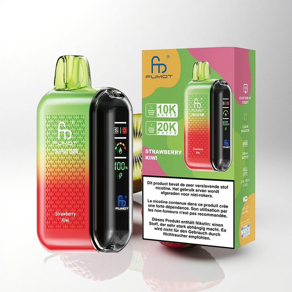Fumot Tornado 20000 Puffs Aardbei Kiwi Dual Mesh Coil