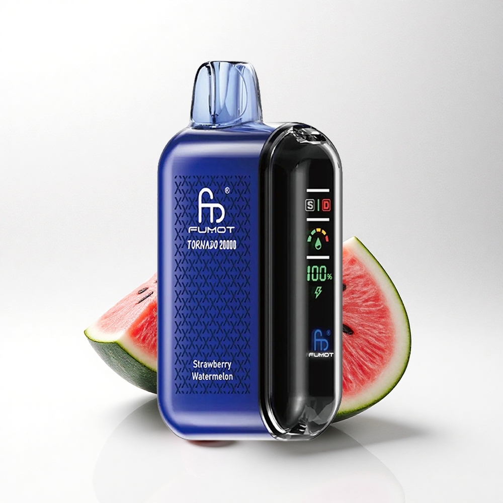 Fumot Tornado 20000 Puffs Aardbei Watermeloen Dual Mesh Coil Smart Display