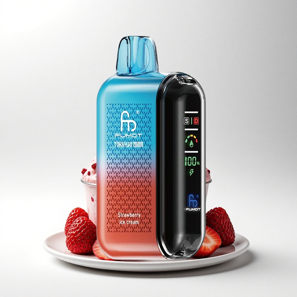 Fumot Tornado 20000 Puffs Aardbeienijs Dual Mesh Coil Smart Display
