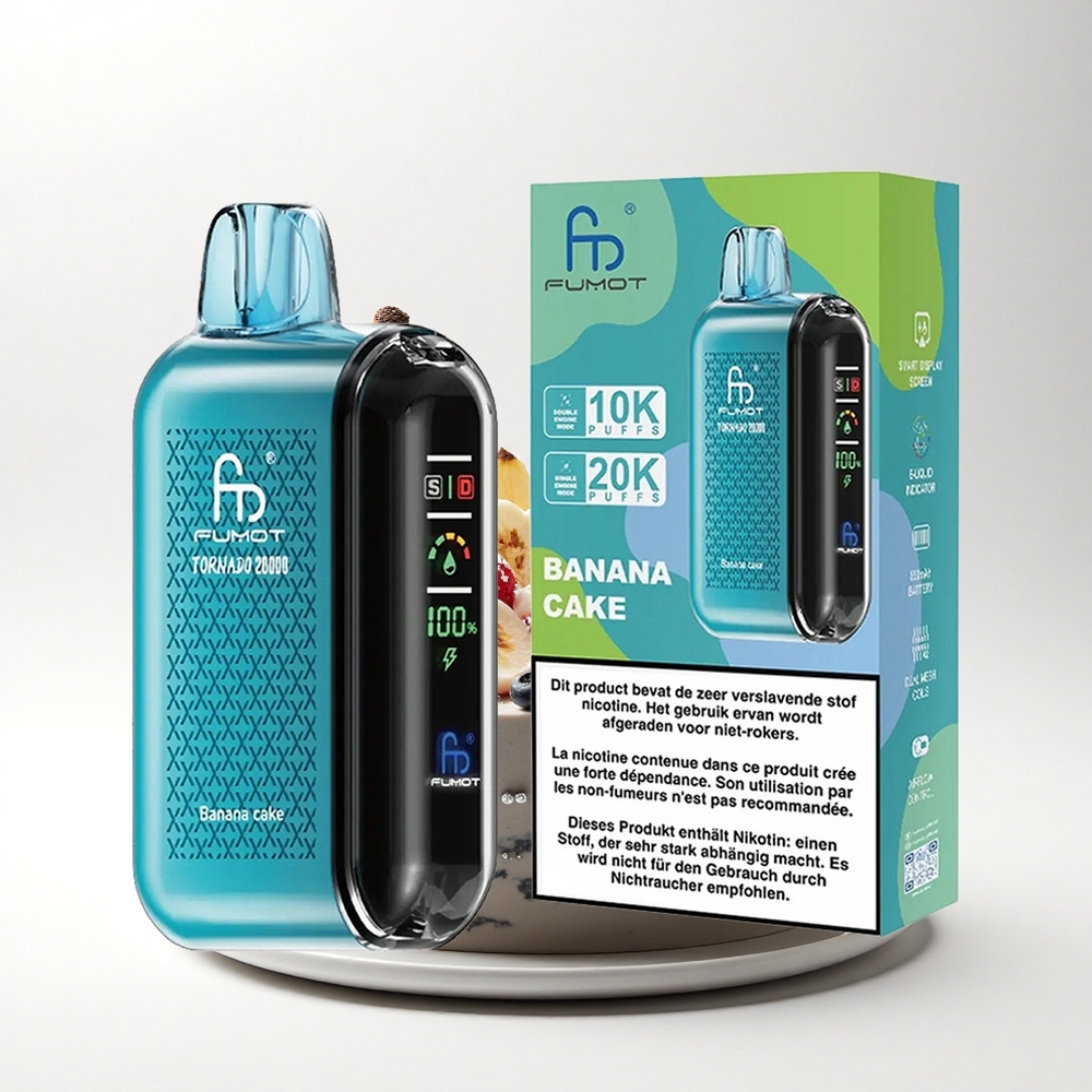 Fumot Tornado 20000 Puffs Bananentaart Dual Mesh Coil Smart Display