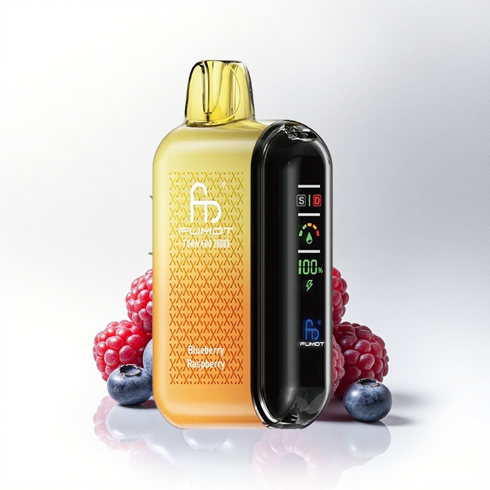 Fumot Tornado 20000 Puffs Bosbes Framboos Dual Mesh Coil Smart Display