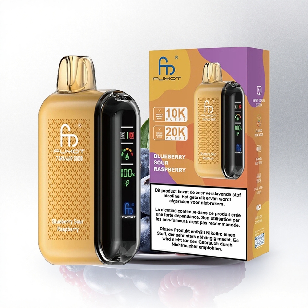 Fumot Tornado 20000 Puffs Bosbes Zure Framboos Dual Mesh Coil