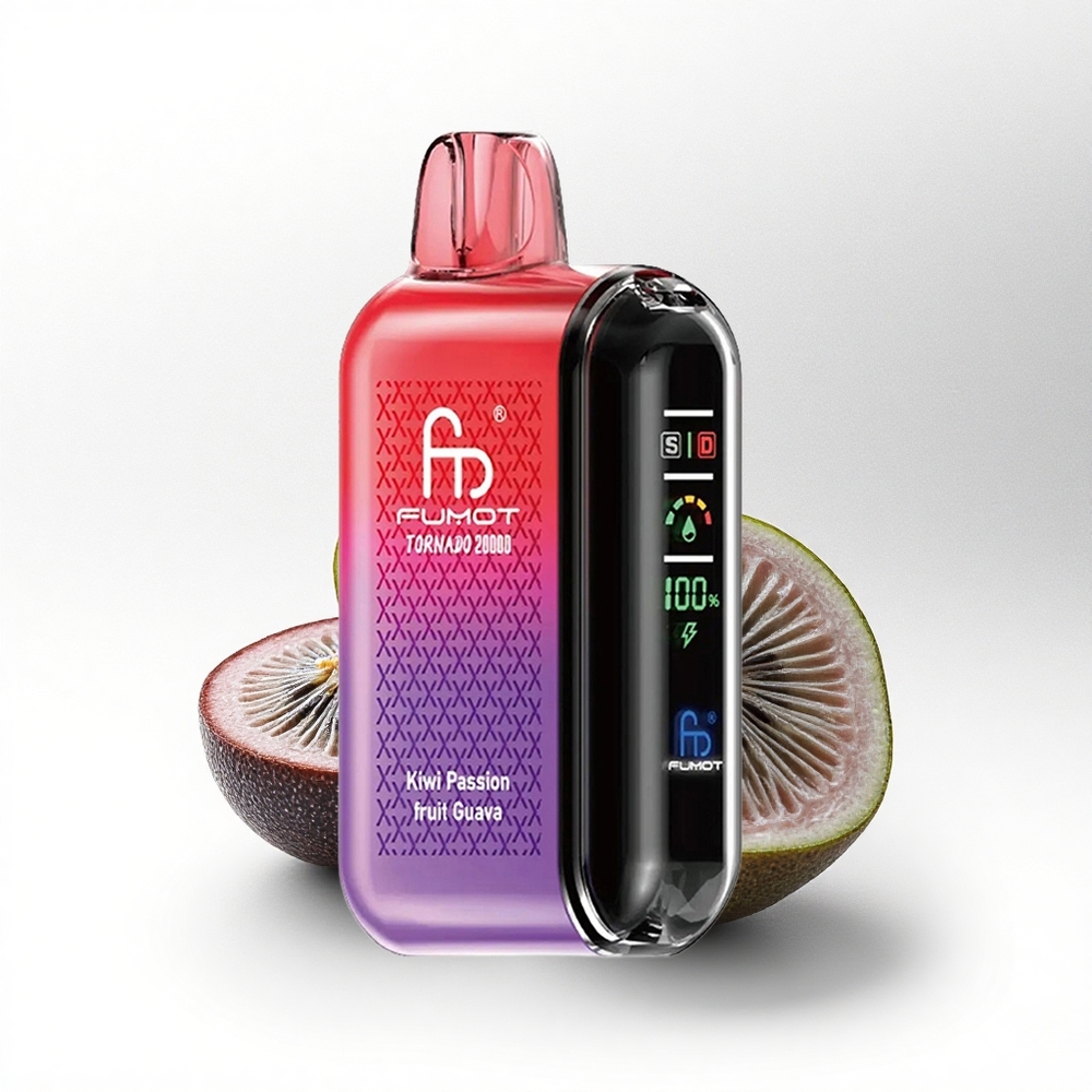 Fumot Tornado 20000 Puffs Kiwi Passievrucht Guave Dual Mesh Coil Smart Display Luchtstroomregeling