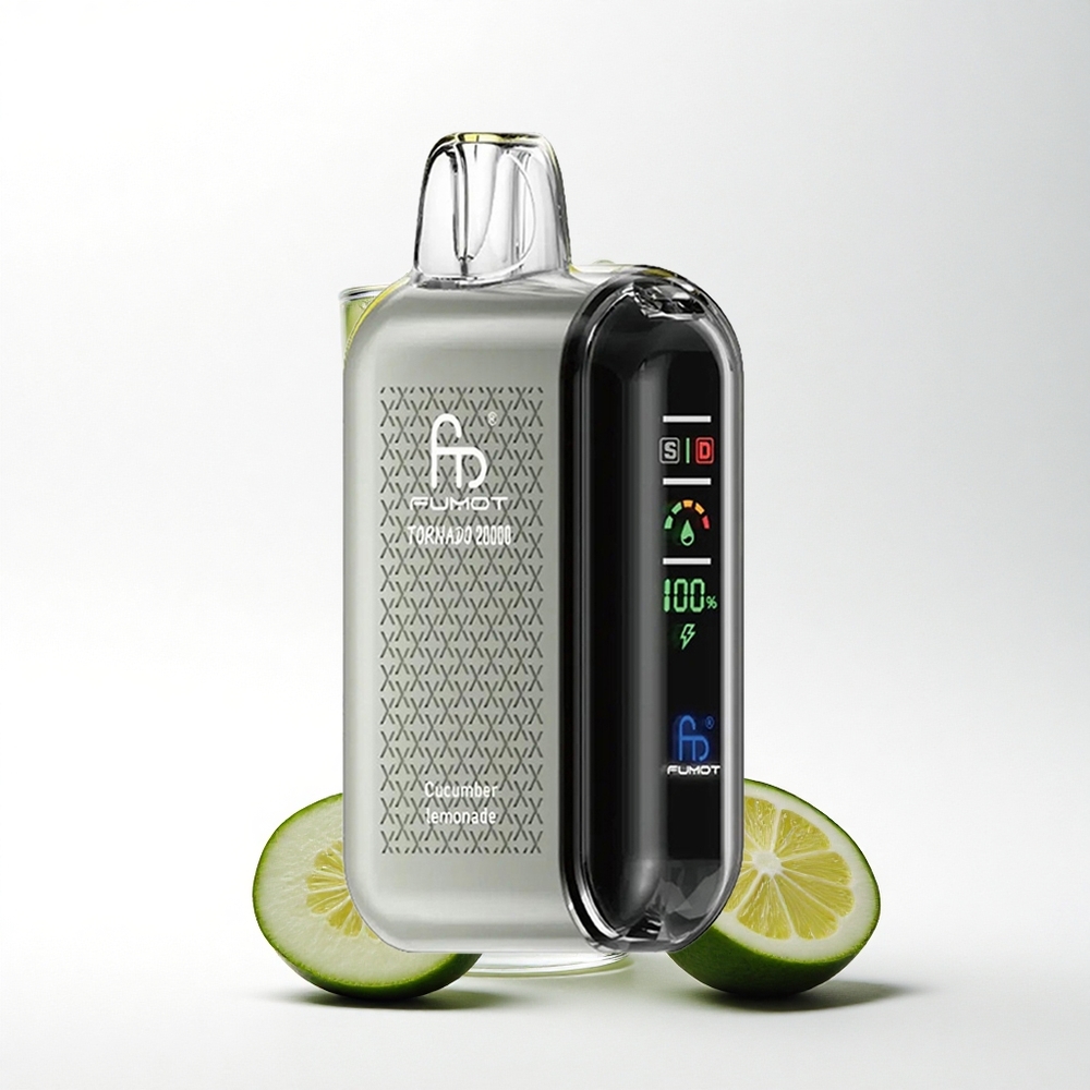 Fumot Tornado 20000 Puffs Komkommer Limonade Dual Mesh Coil 20ml Slim Display