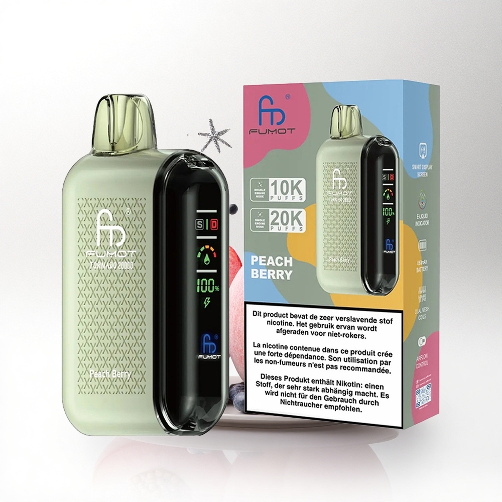 Fumot Tornado 20000 Puffs Perzikbes Dual Mesh Coil