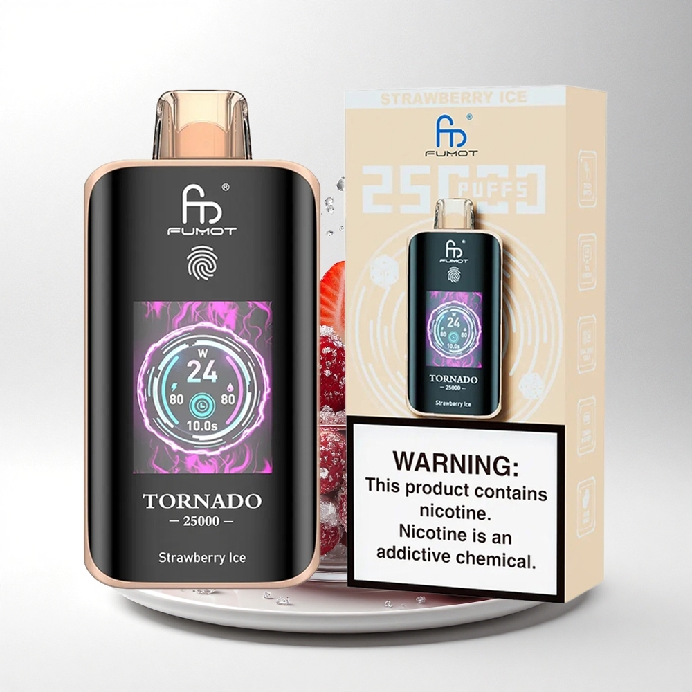 Fumot Tornado 25000 Puffs Aardbei IJs HD Scherm 700mAh 20ml