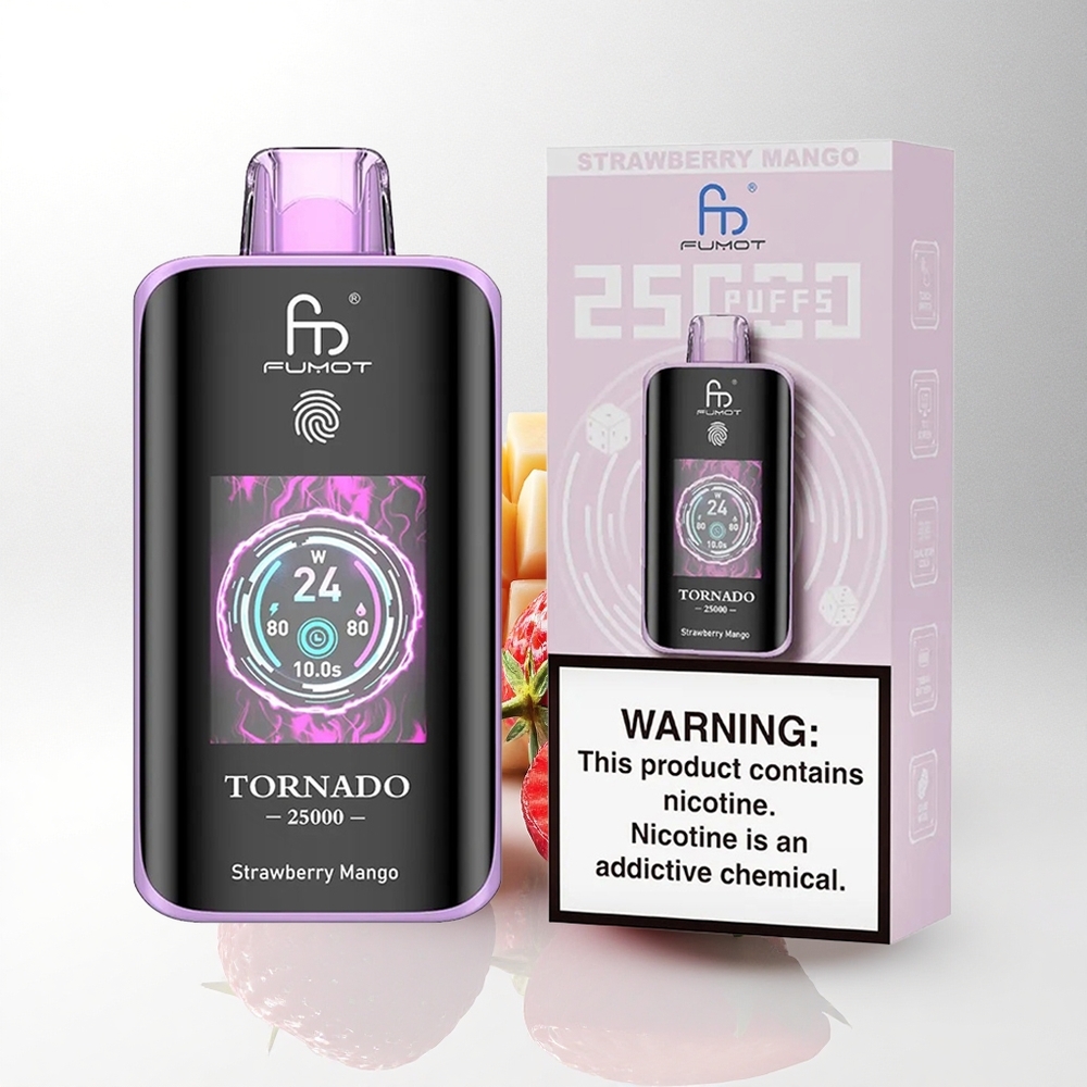 Fumot Tornado 25000 Puffs Aardbei Mango HD Scherm Type-C 700mAh