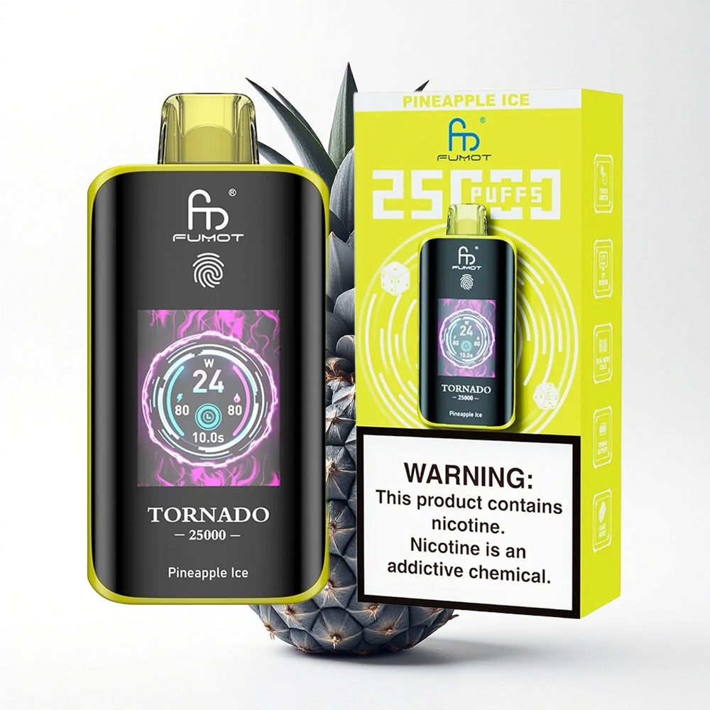 Fumot Tornado 25000 Puffs Ananas IJs HD Scherm 700mAh Oplaadbaar