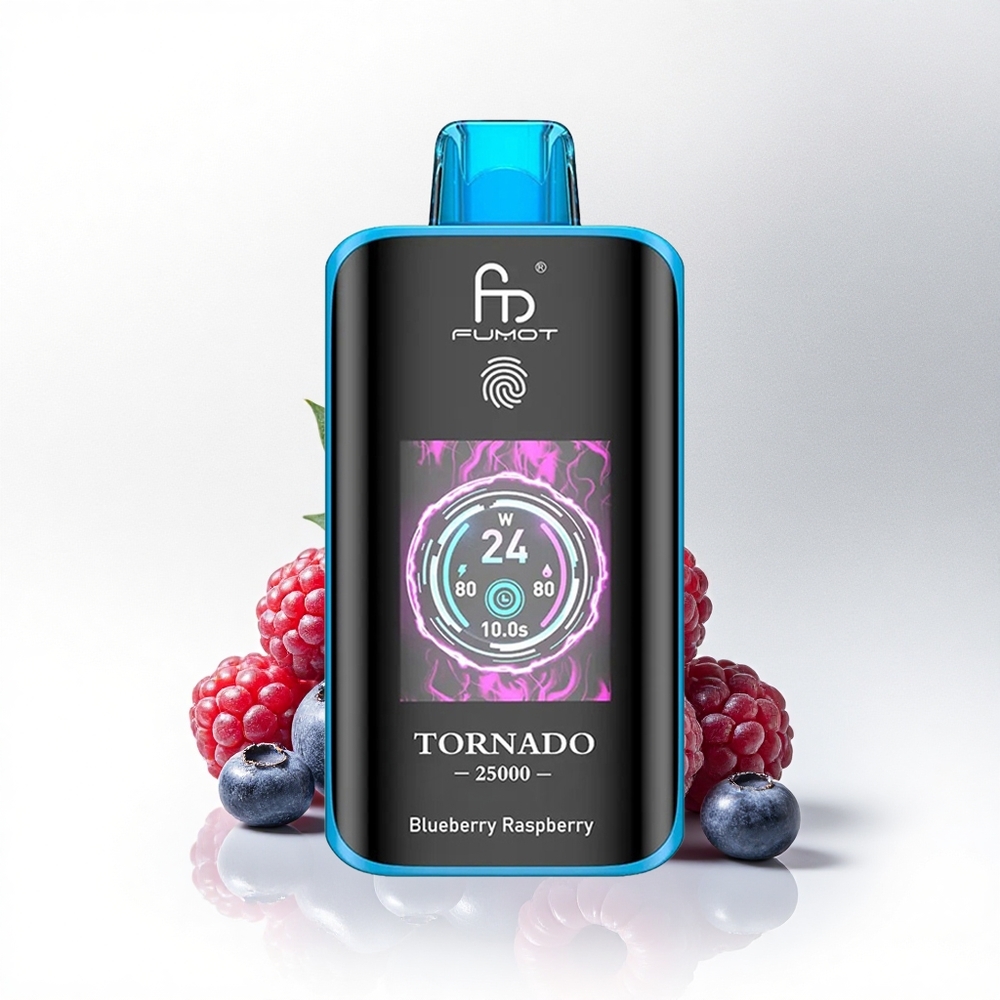 Fumot Tornado 25000 Puffs Blauwe Framboos HD Scherm 700mAh Type-C