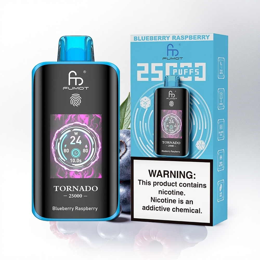 Fumot Tornado 25000 Puffs Blauwe Framboos HD Scherm 700mAh Type-C