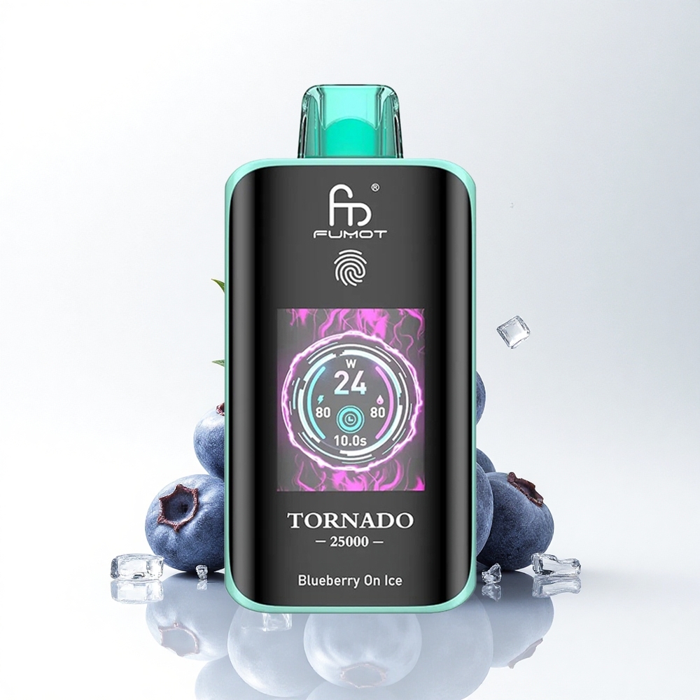 Fumot Tornado 25000 Puffs Bosbes Op IJs met HD Scherm en Type-C Opladen