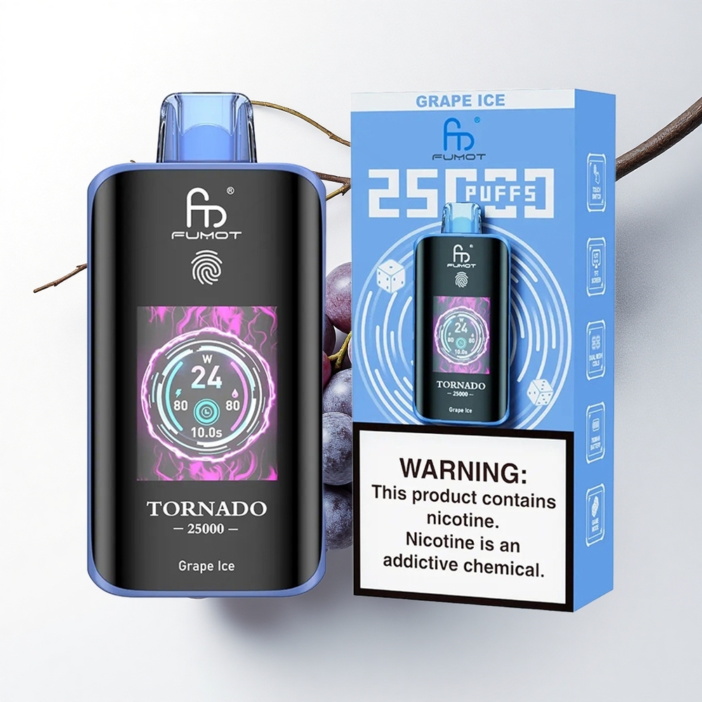 Fumot Tornado 25000 Puffs Druiven IJs HD Scherm 700mAh 20ml