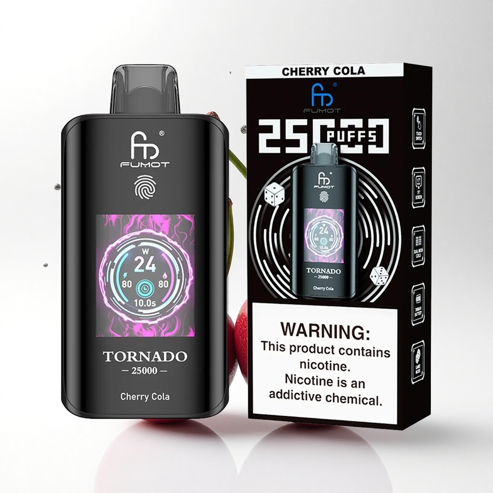 Fumot Tornado 25000 Puffs Kers Cola HD Scherm 700mAh Oplaadbaar