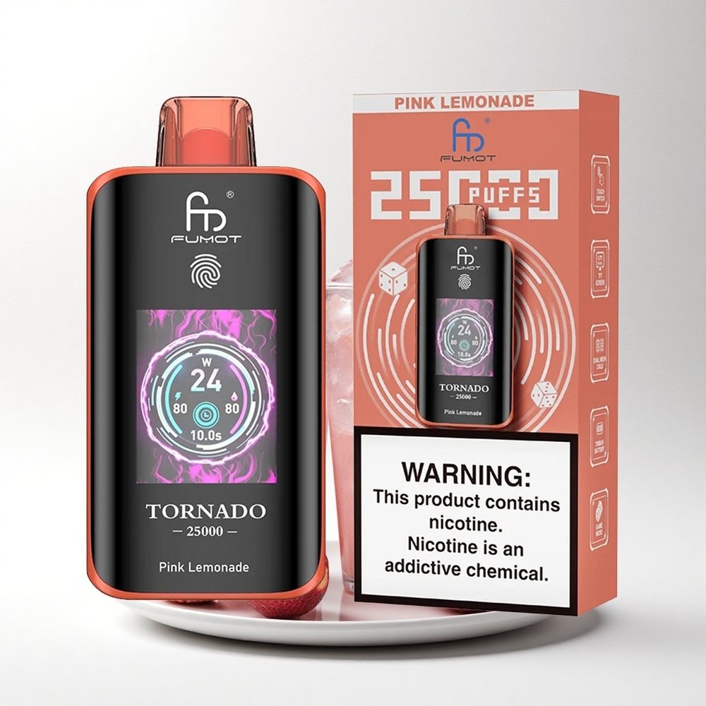 Fumot Tornado 25000 Puffs Roze Limonade HD Scherm 700mAh 20ml