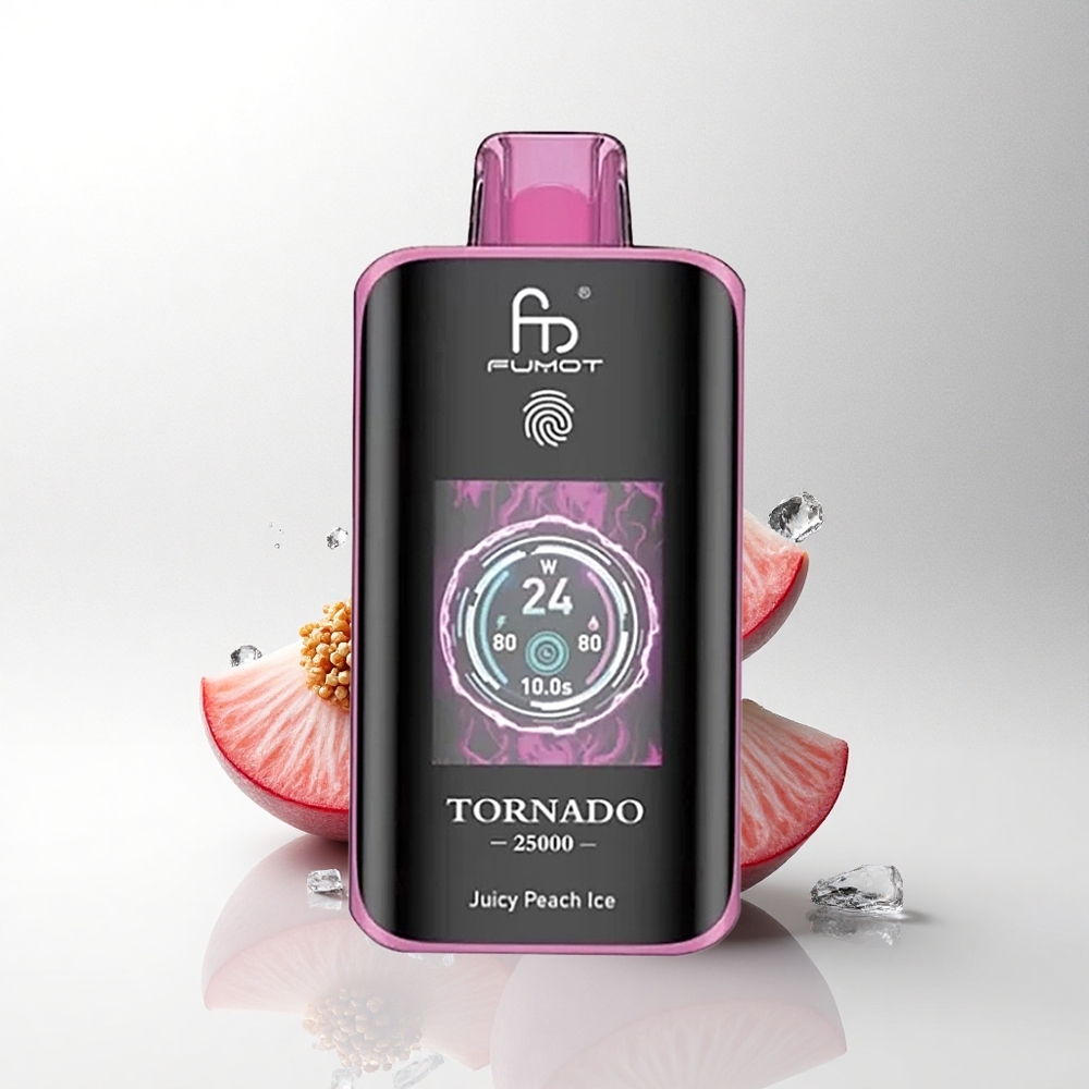 Fumot Tornado 25000 Puffs Sappige Perzik IJs met HD Scherm en 700mAh Batterij