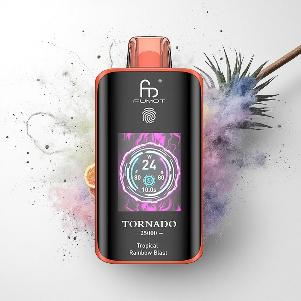 Fumot Tornado 25000 Puffs Tropische Regenboog Knal met Oplaadbare Accu en HD-scherm