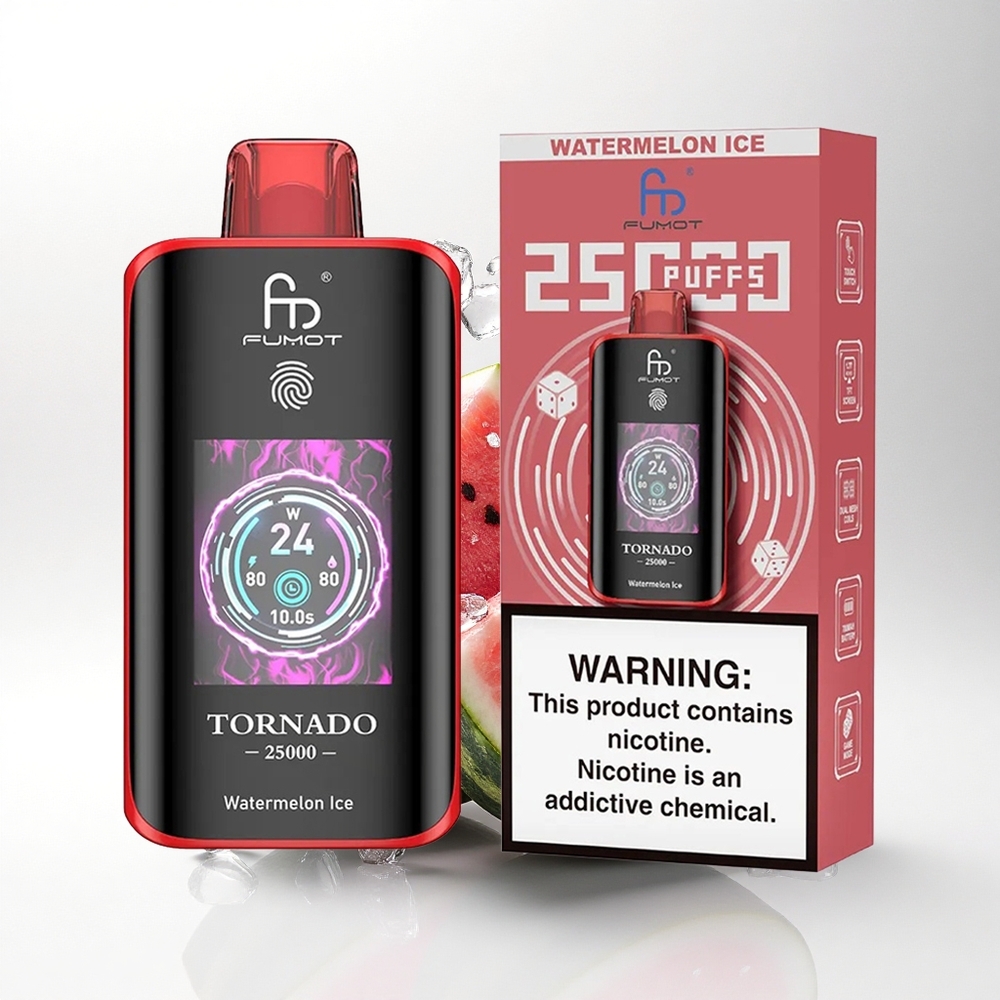 Fumot Tornado 25000 Puffs Watermeloen IJs HD Scherm 700mAh
