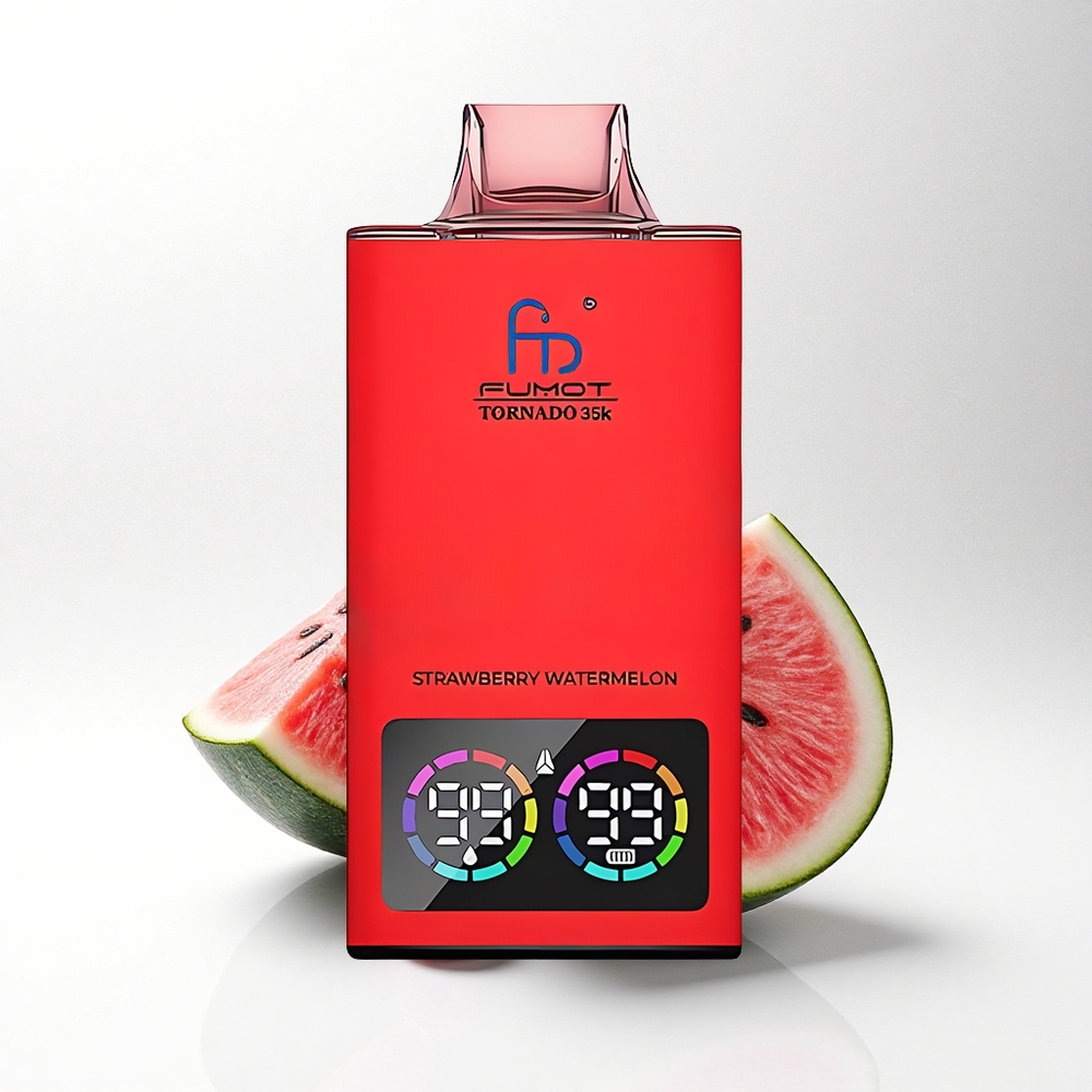 Fumot Tornado 35000 Puffs Aardbei Watermeloen Dubbele Mesh Coil Snelladen USB-C