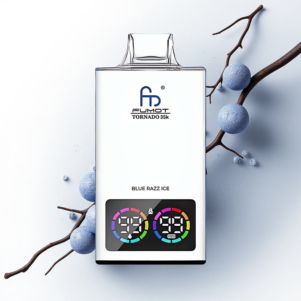 Fumot Tornado 35000 Puffs Blauwe Framboos IJs Dual Mesh Coil RGB