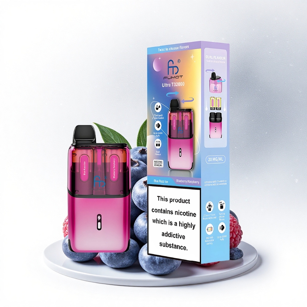 Fumot Ultra T32000 Puffs Blauwe Framboos IJs - Blauwe Bes Framboos met Geavanceerde Mesh Coil en Type-C Opladen