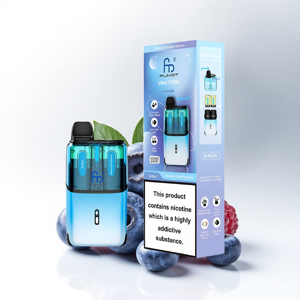 Fumot Ultra T32000 Puffs Dr Blauw - Bosbes Zure Framboos met 800mAh & Mesh Coil