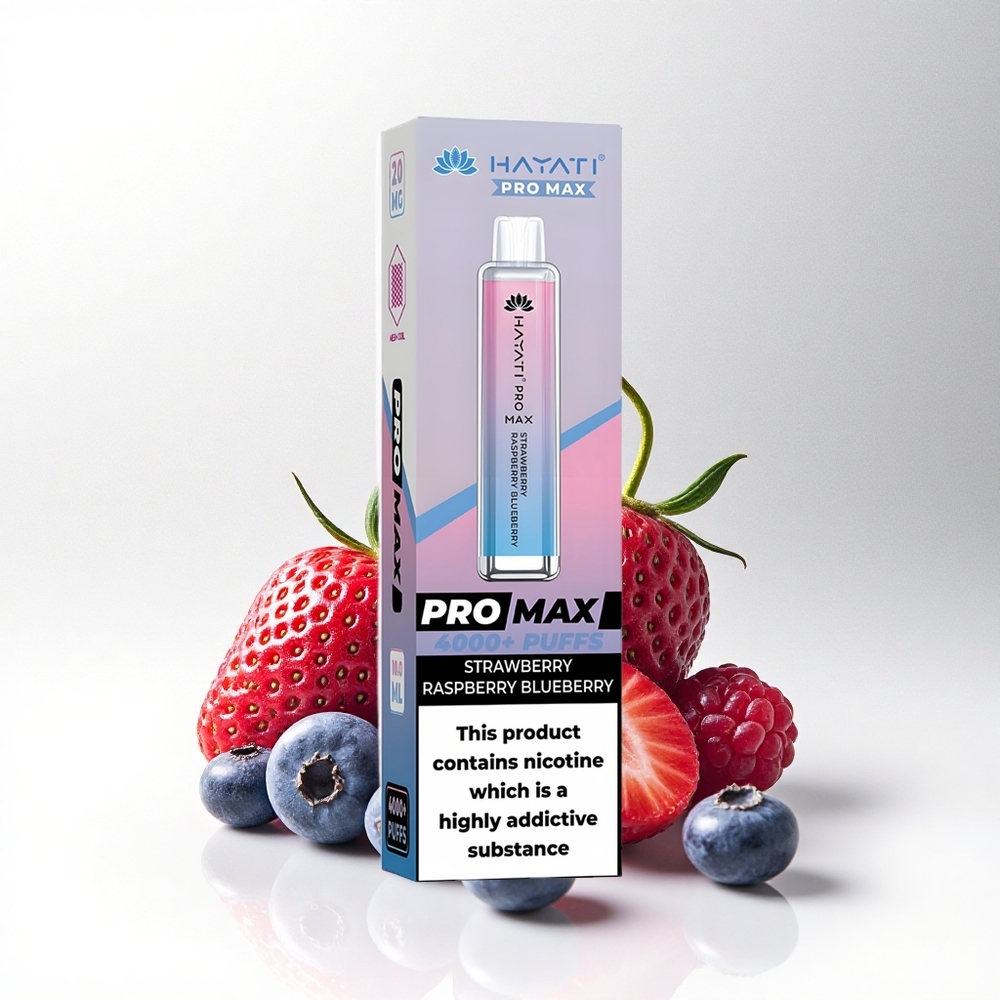 Hayati Pro Max 4000 Puffs Aardbei Framboos Bosbes Dual Mesh 2ml