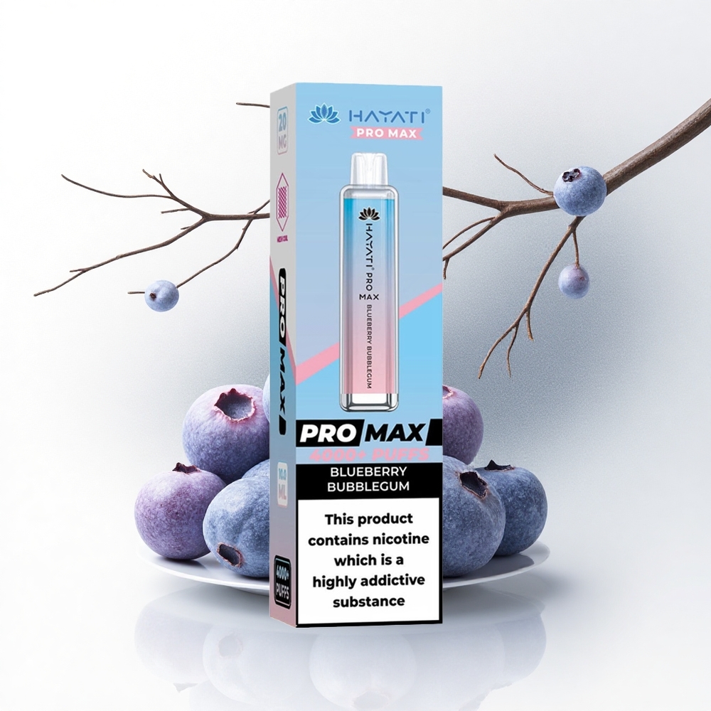 Hayati Pro Max 4000 Puffs Blauwe Bes Bubblegum 1400mAh Rechargebaar