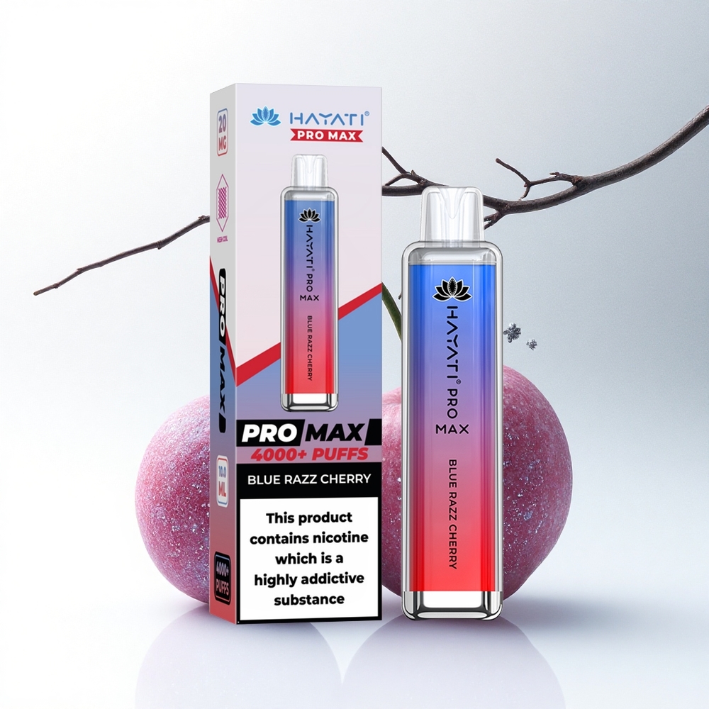 Hayati Pro Max 4000 Puffs Blauwe Framboos Kers Dual Mesh 2ml