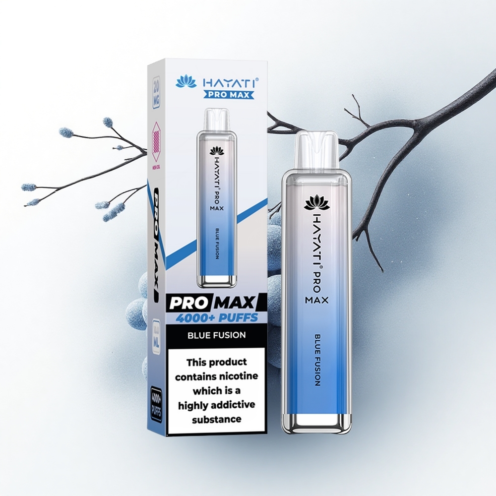 Hayati Pro Max 4000 Puffs Blauwe Fusie 4000 Dubbele Mesh Oplaadbaar Kristal