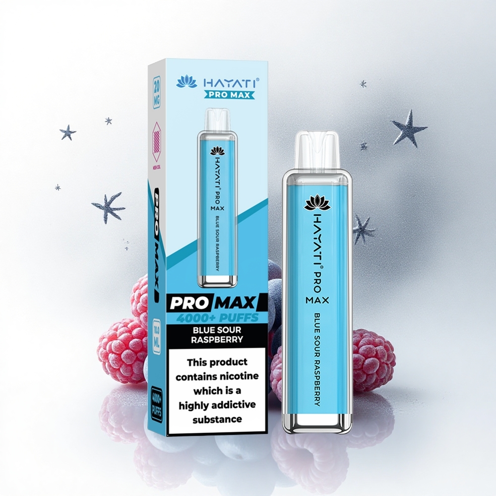 Hayati Pro Max 4000 Puffs Blauwe Zure Framboos 2ml 1400mAh LED