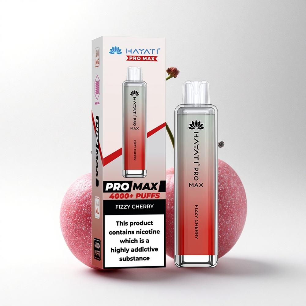 Hayati Pro Max 4000 Puffs Bruisende Kers 1400mAh Oplaadbaar Kristal