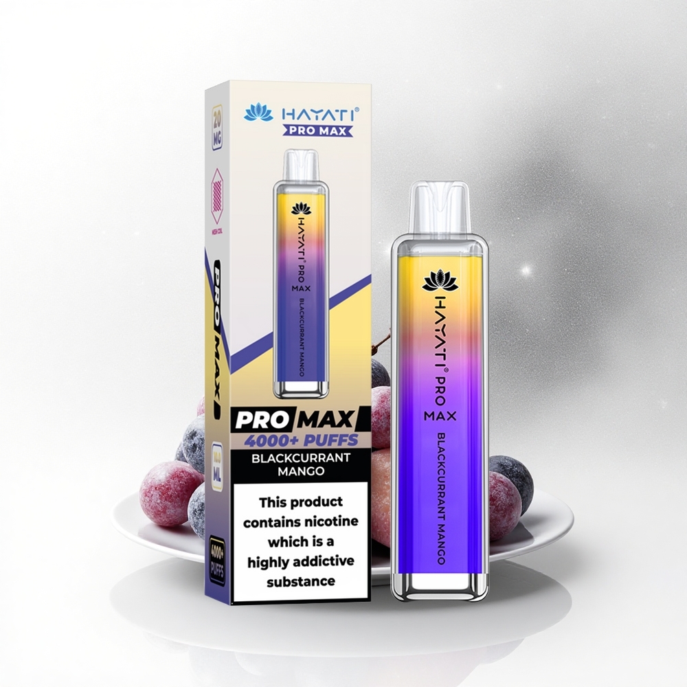 Hayati Pro Max 4000 Puffs Zwarte Bes Mango Dual Mesh Oplaadbaar