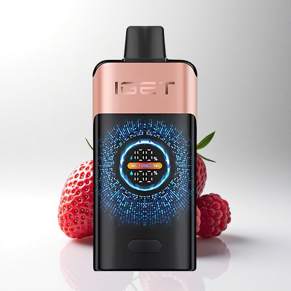 IGET ONE 12000 Puffs Aardbei Framboos Grote Gebogen Kleurenscherm 2700 mAh