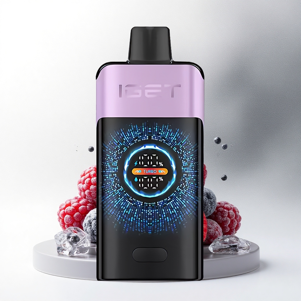 IGET ONE 12000 Puffs Gemengde Bessen IJs met 2700 mAh Batterij en Groot Gebogen Kleurenscherm