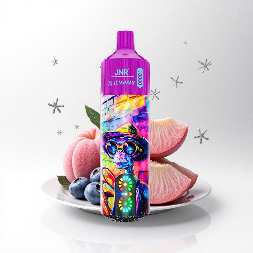 JNR Alien Max 18000 Perzik Bosbes Snoep met Dual Mesh Coil & Dual Core en 28ml E-liquid