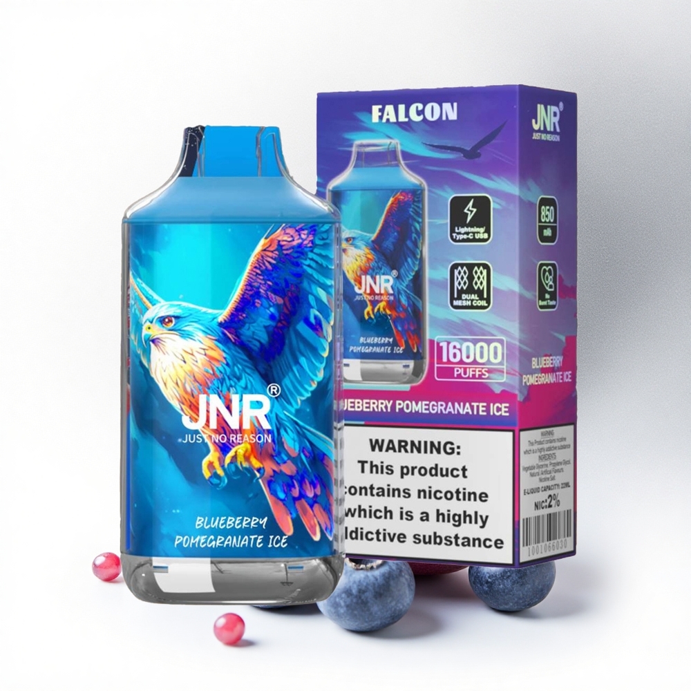 JNR Falcon 16000 Blauwe Bes Granaatappel IJs 22ml Dual Mesh