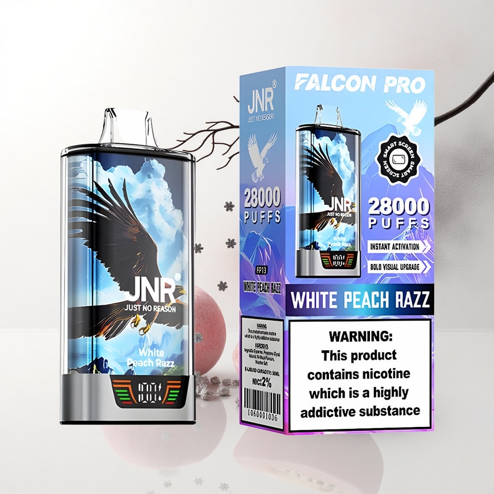 JNR Falcon Pro 28000 Witte Perzik Razz 30ml 950mAh Dual Mesh