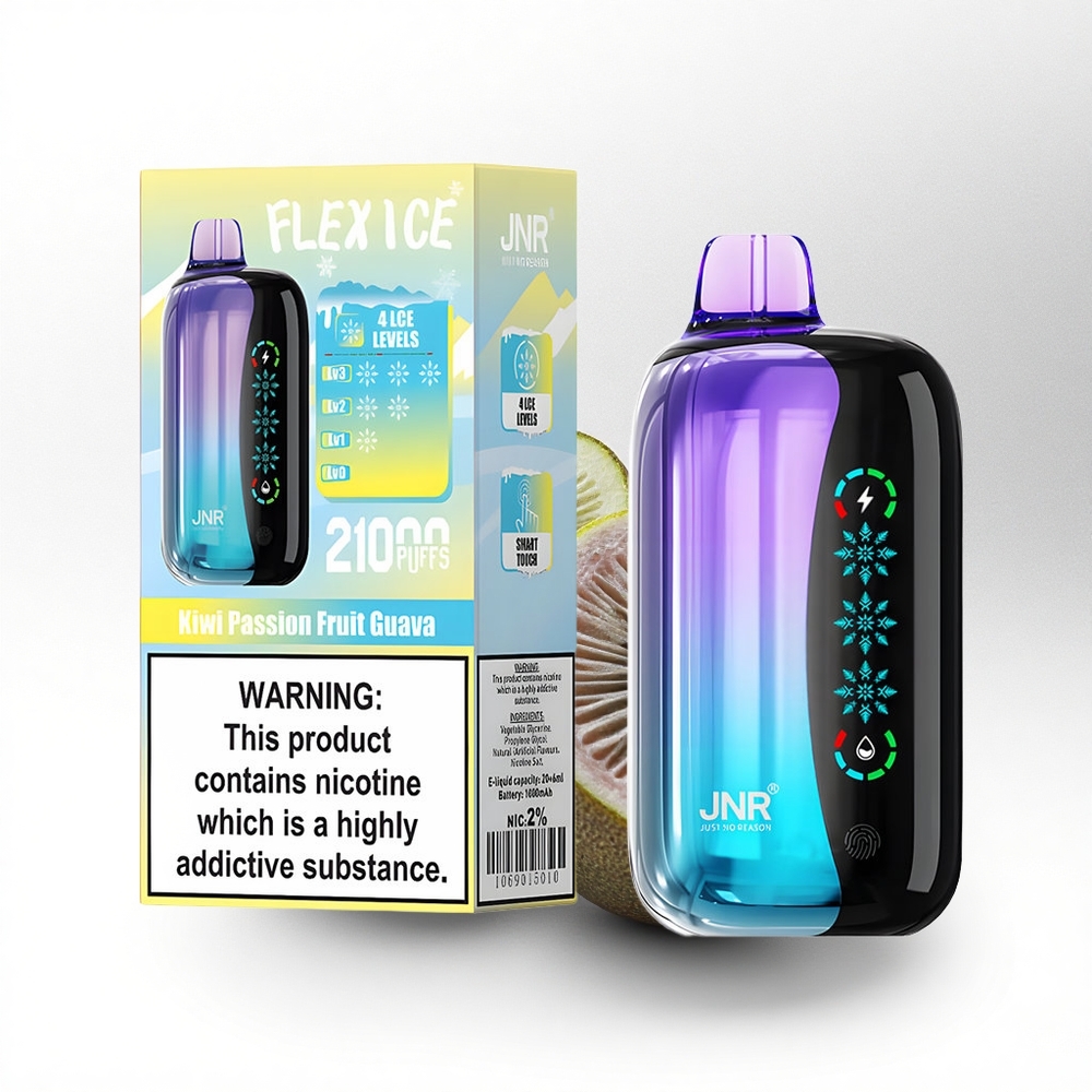 JNR Flex Ice 21000 Kiwi Passievrucht Guava Met Aanpasbare IJs, Type-C Opladen, Dubbel Mesh