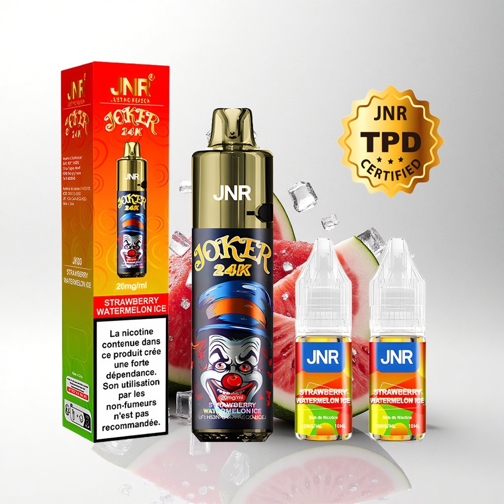 JNR Joker 24K Aardbei Watermeloen IJs met Zichtbare Vloeistofniveaus en 2% Nicotine