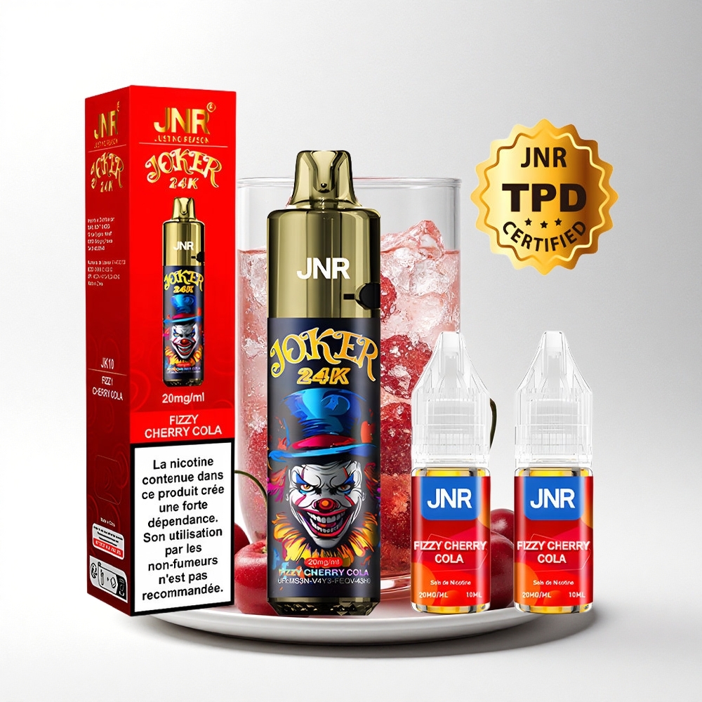 JNR Joker 24K Kersen Cola Bruisend met Zichtbaar Vloeistofniveau en Oplaadbaar via Type-C