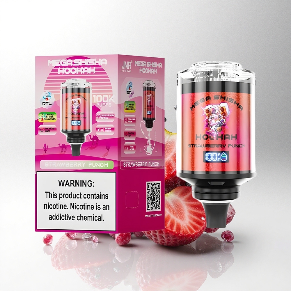 JNR Mega Shisha Hookah 100K Aardbei Punch 60ml 2200mAh Type-C