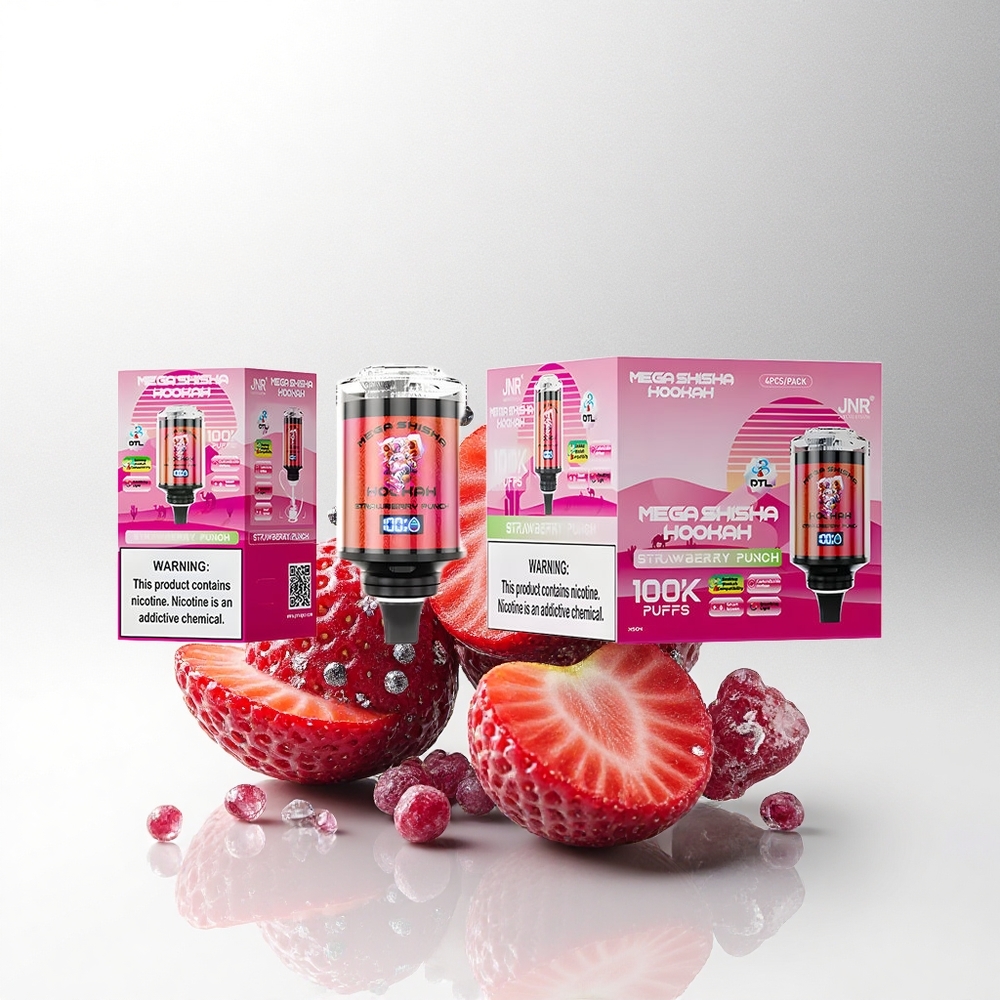 JNR Mega Shisha Hookah 100K Aardbei Punch 60ml 2200mAh Type-C