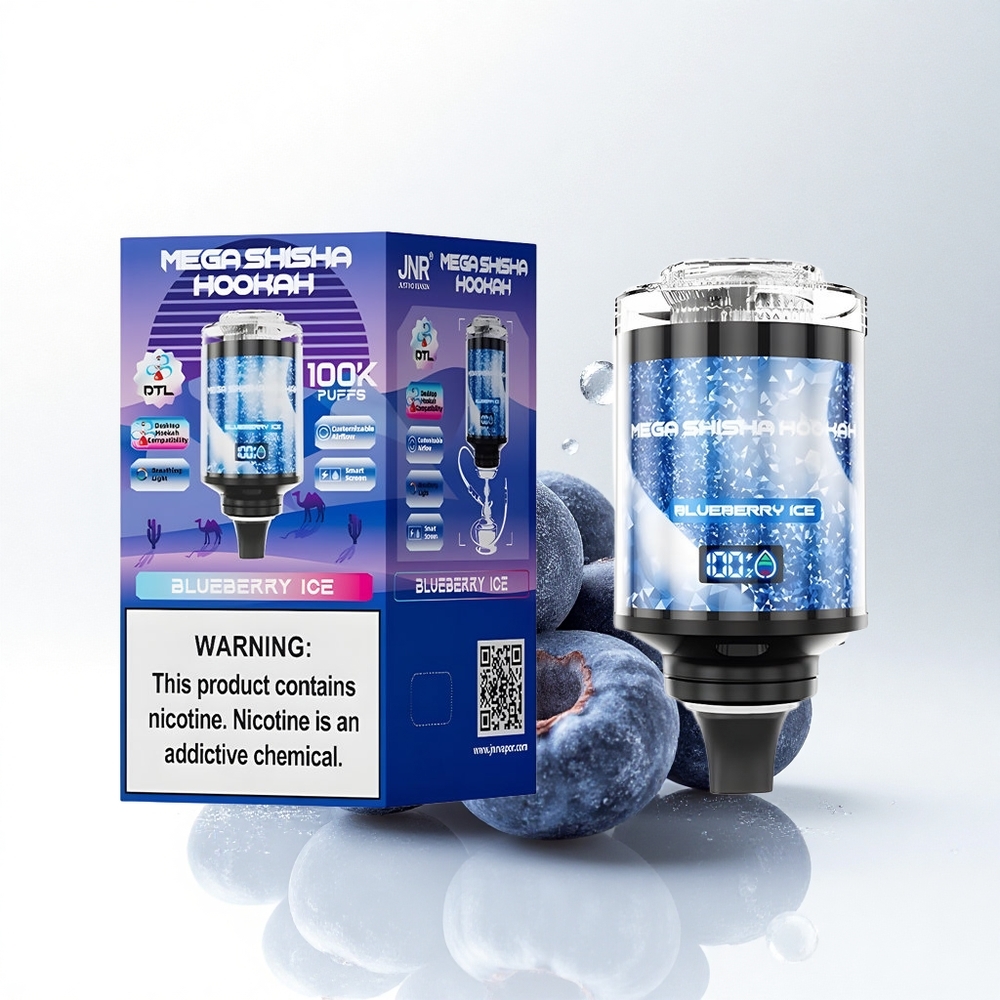JNR Mega Shisha Hookah 100K Blauwe Bes IJs met 60ml en 2200mAh