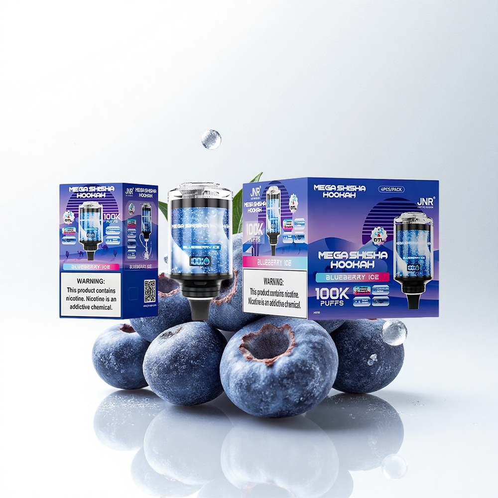 JNR Mega Shisha Hookah 100K Blauwe Bes IJs met 60ml en 2200mAh