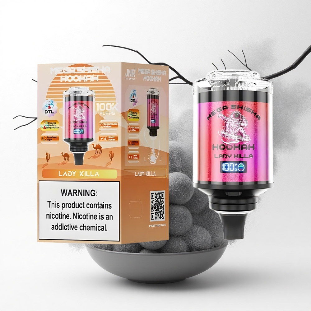 JNR Mega Shisha Hookah 100K Dame Doder 2200mAh Lichtscherm